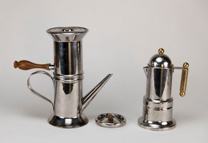 ALESSI. Two Neapolitan stainless steel coffee...