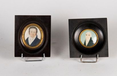 Set of two miniatures: portraits of men....