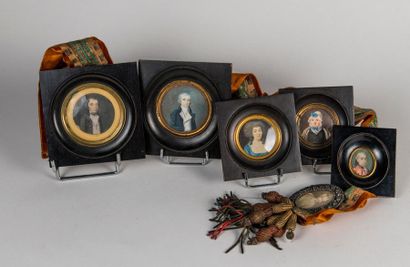 Decorative set of six antique miniatures...