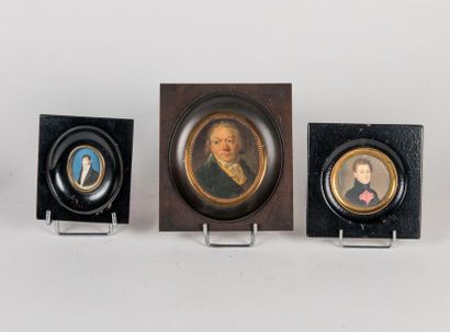 Set of three miniatures: Portrait of a young...