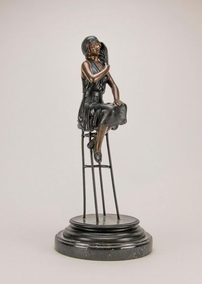 School of the 20th century. Young woman in...