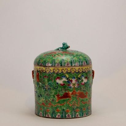 CHINA, 20th century. Cylindrical covered...