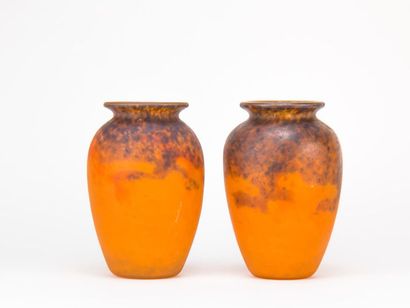 MULLER Brothers. Pair of orange and brown...