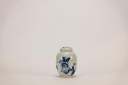 CHINA. Blue and white porcelain covered vase....