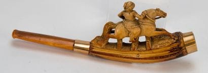 Paray le Monial. Amber pipe decorated with...