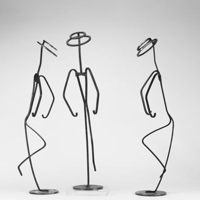 Charles KIFFER (?). Set of three iron sculptures,...