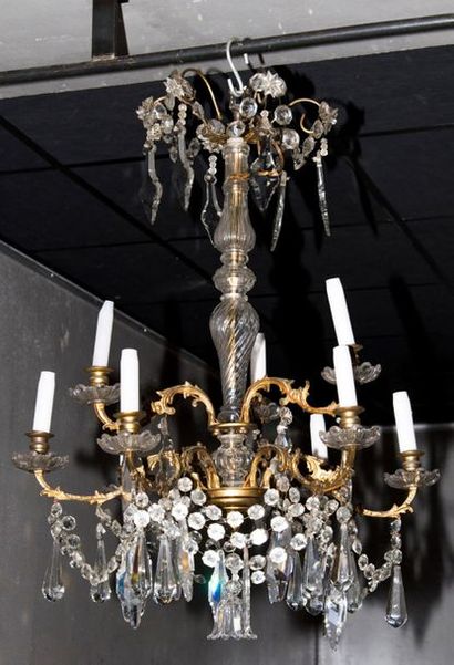 Cut crystal chandelier with garlands and...