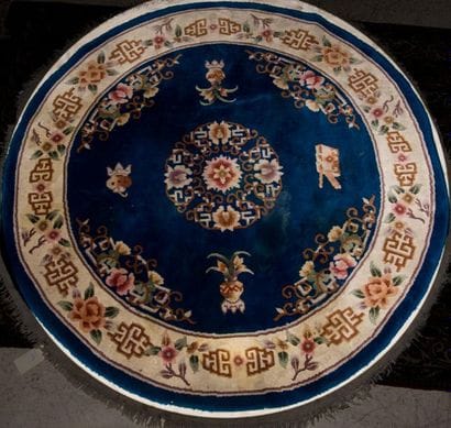 Tapis rond Chine en laine polychrome à décor...