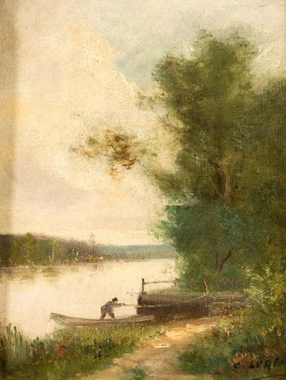 C. LORIN (1815-1882). Animated landscapes:...