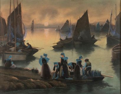 A. TRASSARD (XXth). Landing of the tuna at...