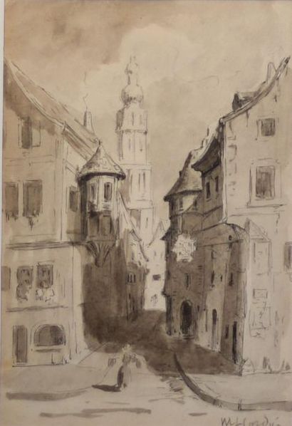 Marie-Louise CORDIER (1886-1927). Rue animée....