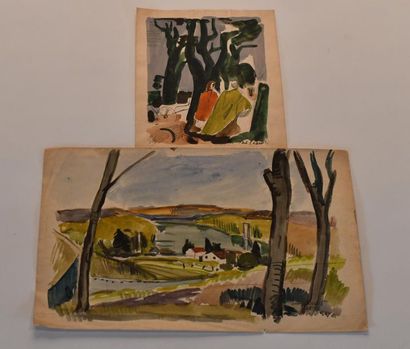 Antoine CHARTRES (1903-1968). Deux aquarelles...