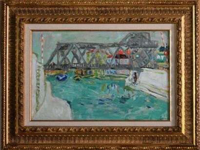 Jean FUSARO (1925). Canal et Pont de Sète,...