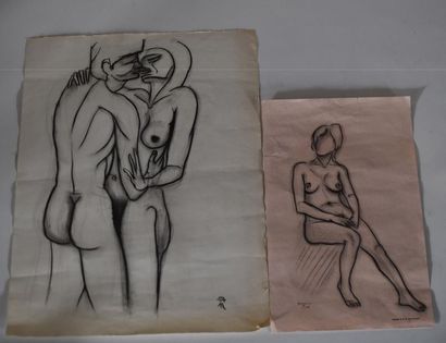 Serge MAGNIN (né en 1934). Deux dessins au...