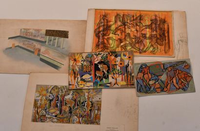 Robert ROLLAND (XXe) Cinq projets de fresques...