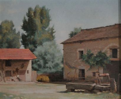 René CHANCRIN (1911-1981). Cour de ferme....