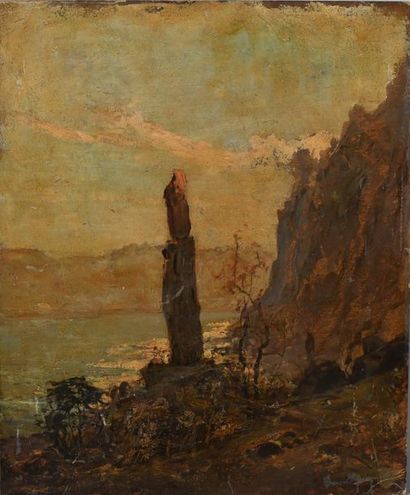 David GIRIN (1848-1917). Paysage bord de...