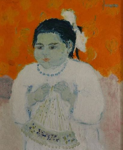 Jean FUSARO (1925). Eve à l'éventail, 1956....