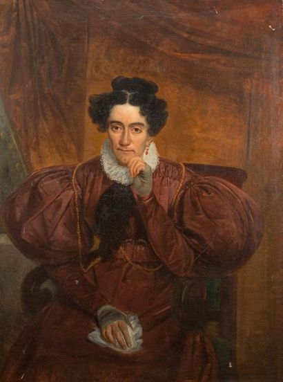 F. BERTRAND (XIXème). Portrait de femme au...