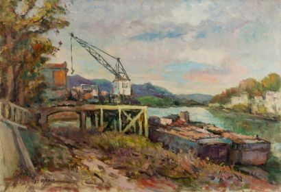 Jean-Luc GIRAUD (1938) ? Lyon, grue quai...