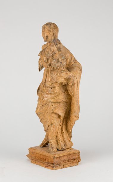 Vierge à l'enfant en bois sculpté, XVIIIème...
