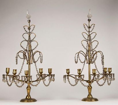 Paire de girandoles à cinq bras de lumière...