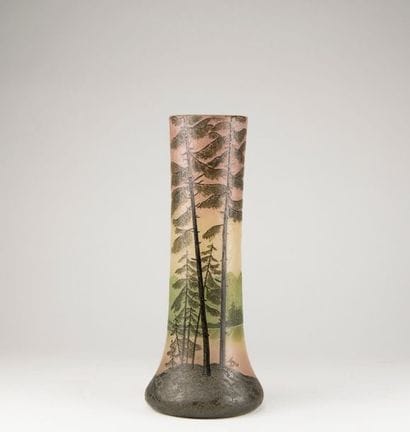 LEGRAS. Doubled glass vase, engraved with...