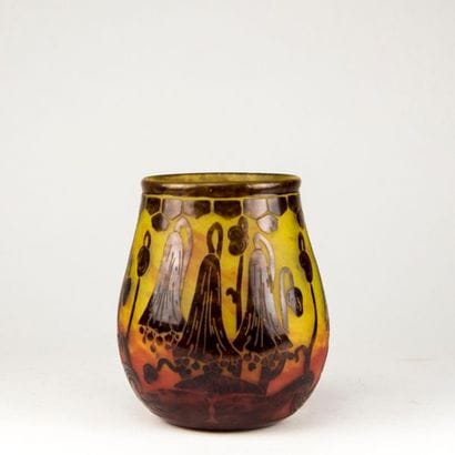 The French Glass. Doubled glass vase with...