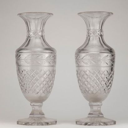 Pair of large cut crystal vases, 19th century...