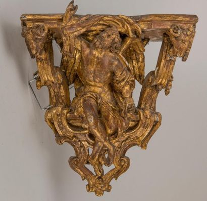 Gilded wood wall bracket, late 17th - early...