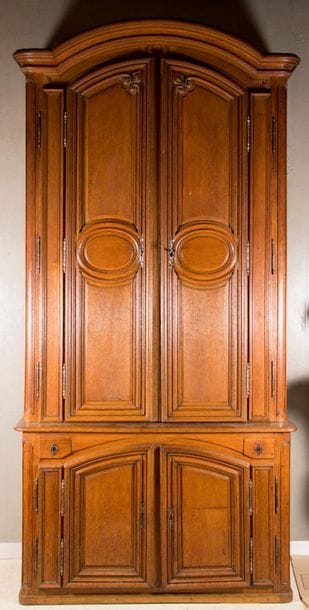 Buffet display case with two moulded oak...