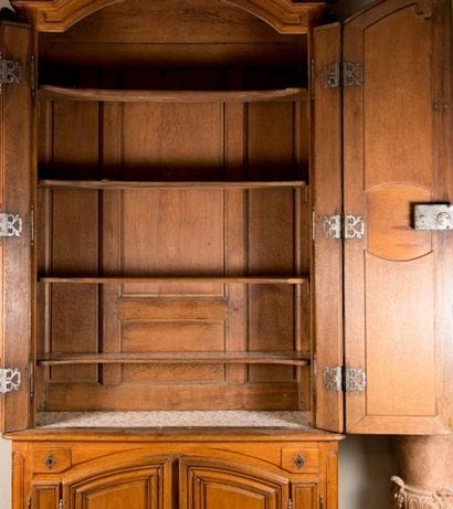 Buffet display case with two moulded oak...