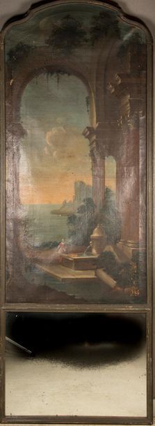 Trumeau decorated with antique ruins animated...