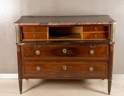 Mahogany veneer scriban chest of drawers,...