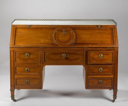 Mahogany and mahogany veneer sloping desk,...