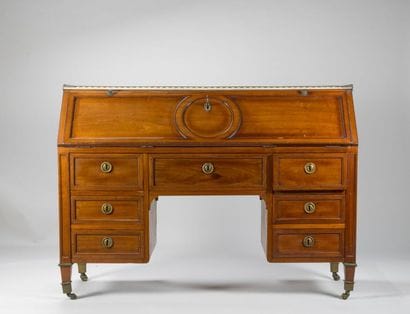 Mahogany and mahogany veneer sloping desk,...