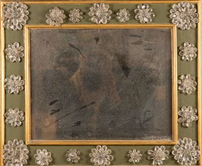 Mirror with pediment, frame with cut glass...