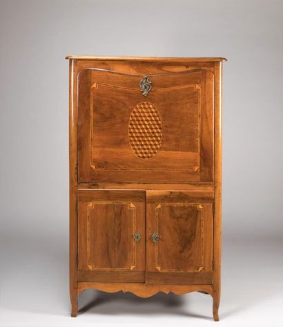 Natural wooden secretary opening with two...