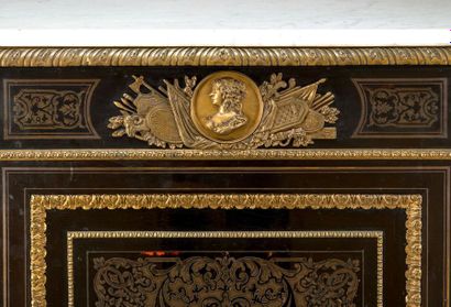 In-between cabinet made of brass veneer cut...