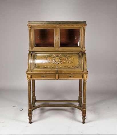 Cylinder desk with mahogany and mahogany...