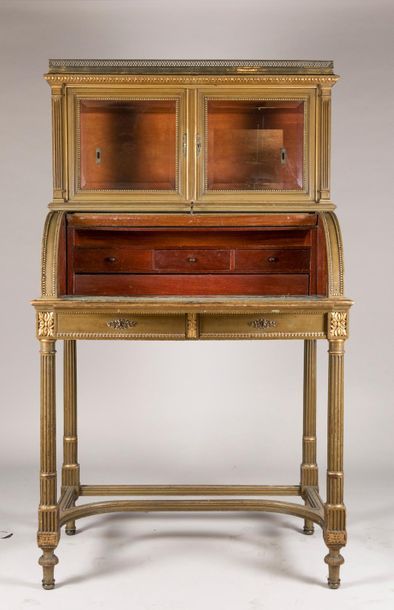 Cylinder desk with mahogany and mahogany...