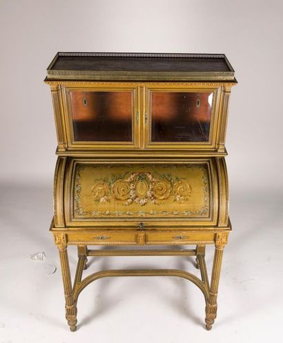 Cylinder desk with mahogany and mahogany...