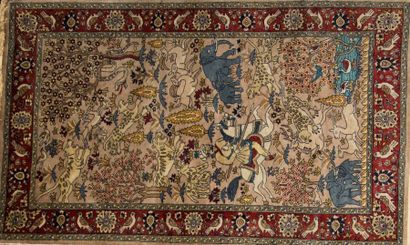 Hunting carpet, probably Kirmân, small w...