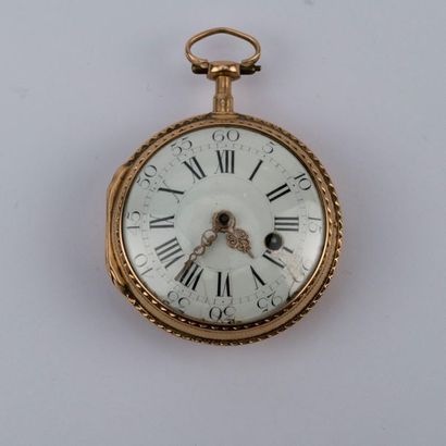 Cock watch in yellow gold. The movement signed...