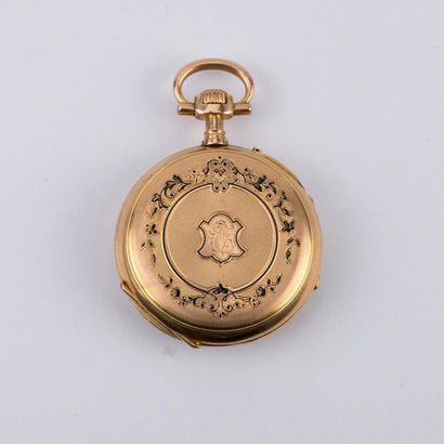 Pocket watch with double yellow gold case,...