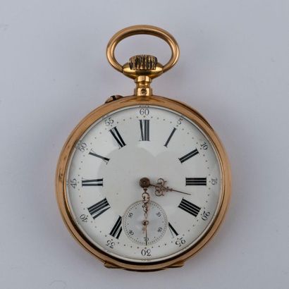 Montre de gousset en or jaune, trotteuse...