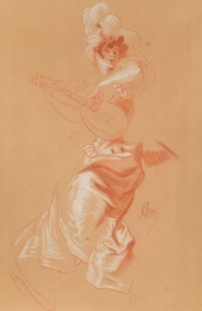 Jules Chéret (1836-1932) attribué à. La joueuse...