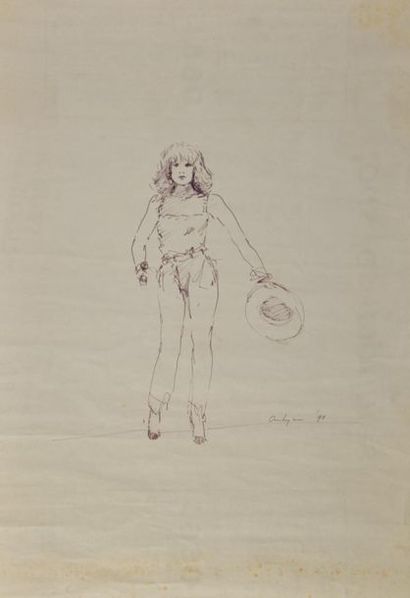 Arès ANTOYAN (né 1955). Femme au chapeau....