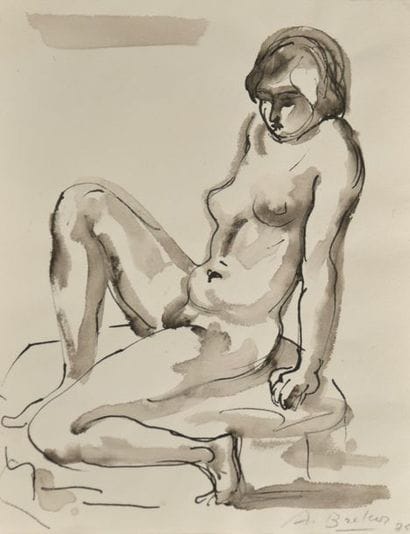 Arno BREKER (1900-1991). Le modèle. Encre...