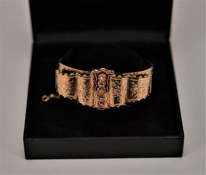 Bracelet manchette en or rose 18K (750 millièmes)...